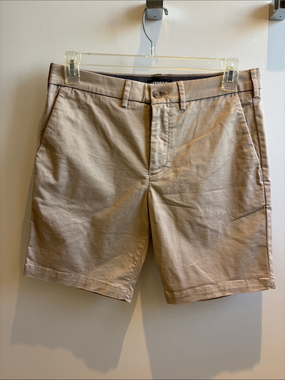 Express Mens Slim Casual Khaki Shorts